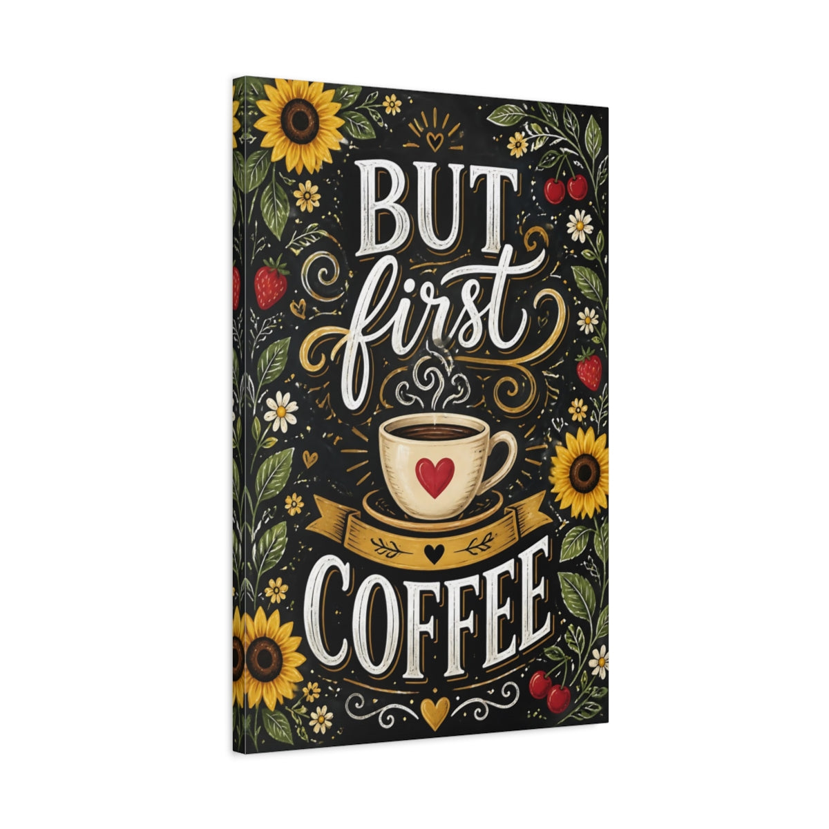 Side Mockup 2. Coffee Quote Chalkboard shown as canvas print