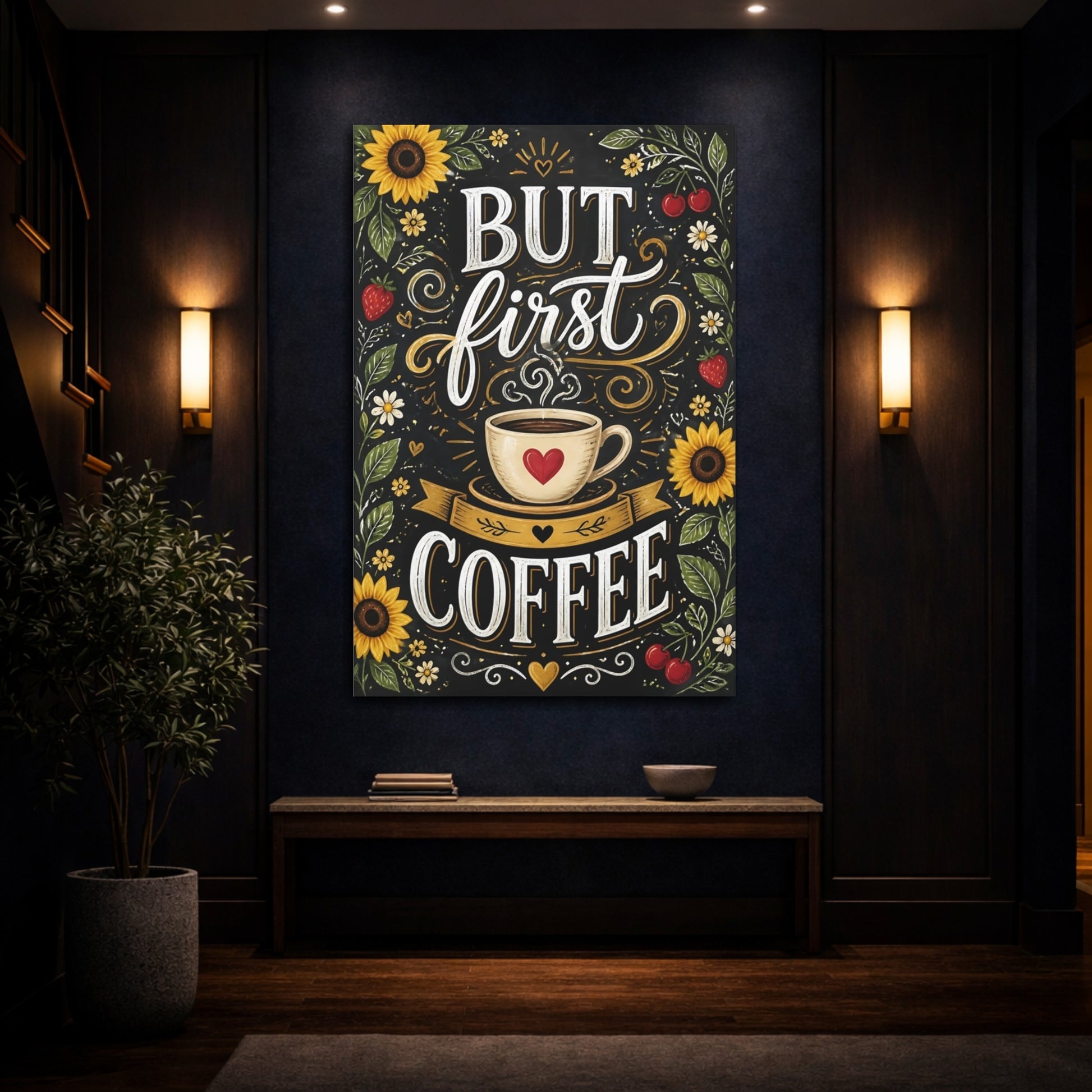Mockup 4. Coffee Quote Chalkboard shown as canvas print