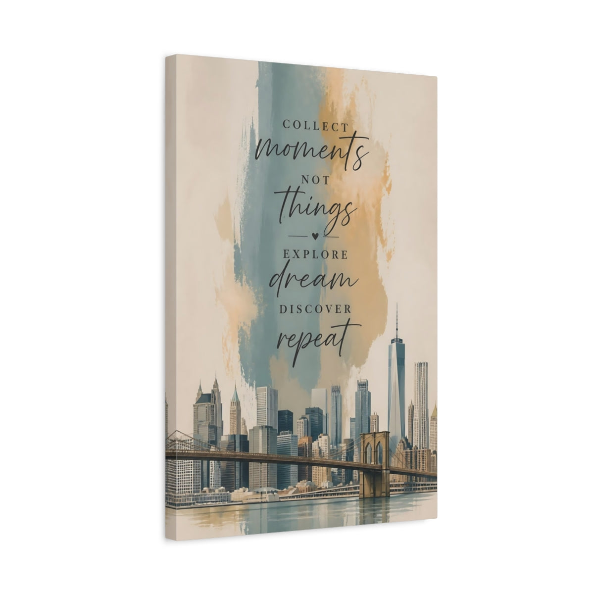 Side Mockup 3. Collect Moments Cityscape shown as canvas print
