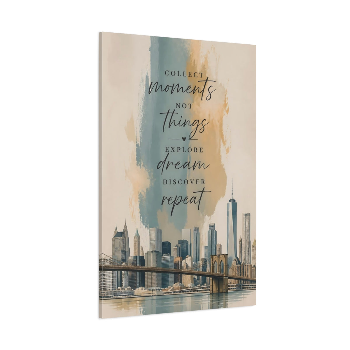 Side Mockup 1. Collect Moments Cityscape shown as canvas print
