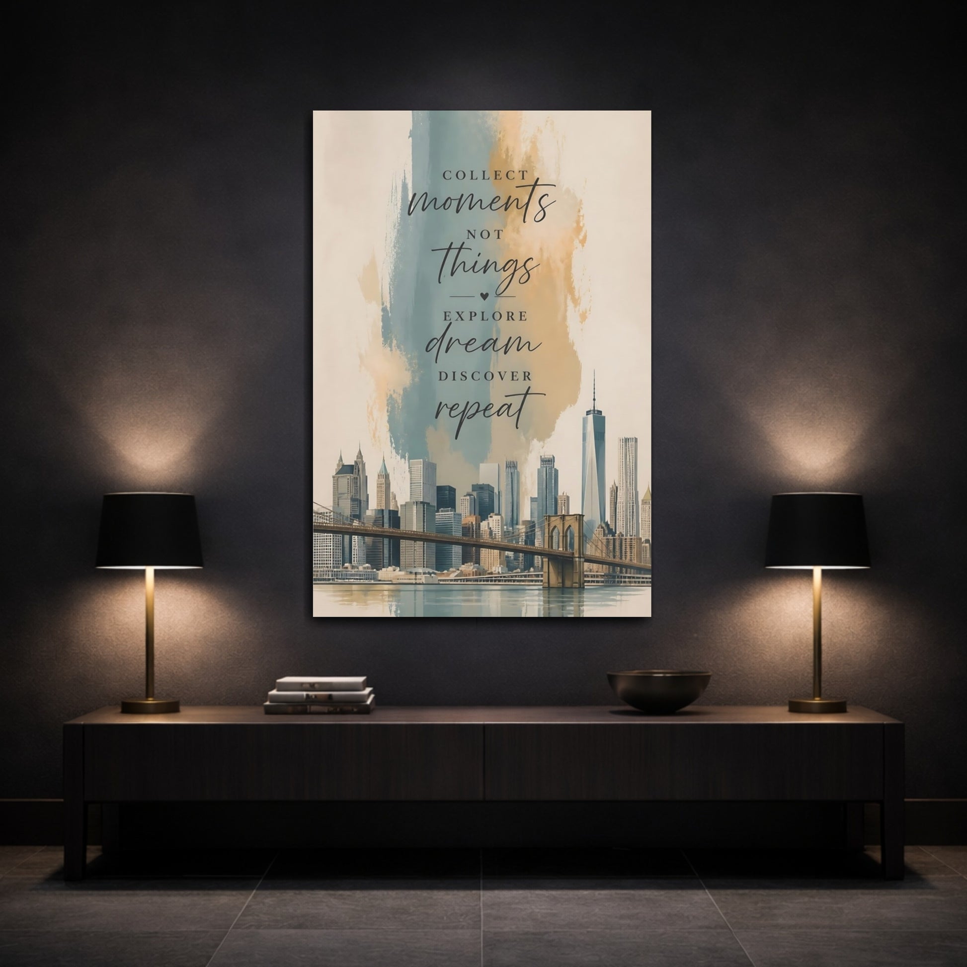 Mockup 3. Collect Moments Cityscape shown as canvas print