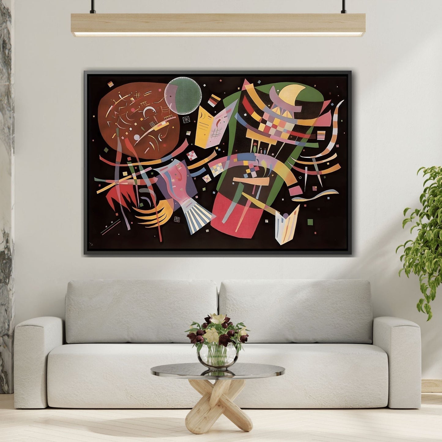 Colorful Abstract Composition X Canvas Print - Framed Kandinsky Wall Art Prints for Living Room