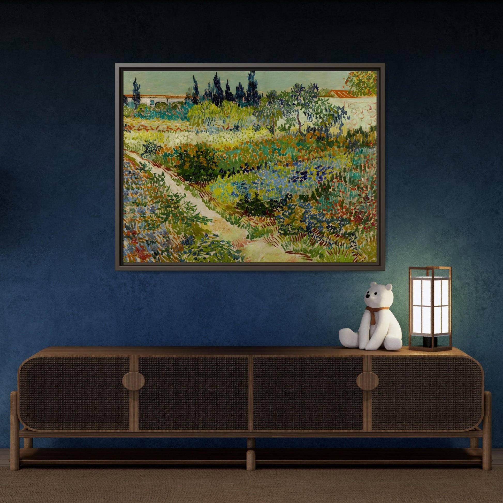 Colorful Garden in Arles Framed Canvas Van Gogh Wall Art Print - YesArtYes