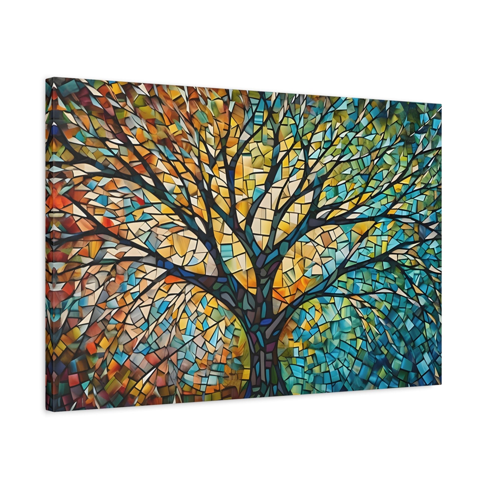 Colorful Tree of Life Mosaic Canvas Print, Nature - Inspired Abstract Wall Art - YesArtYes