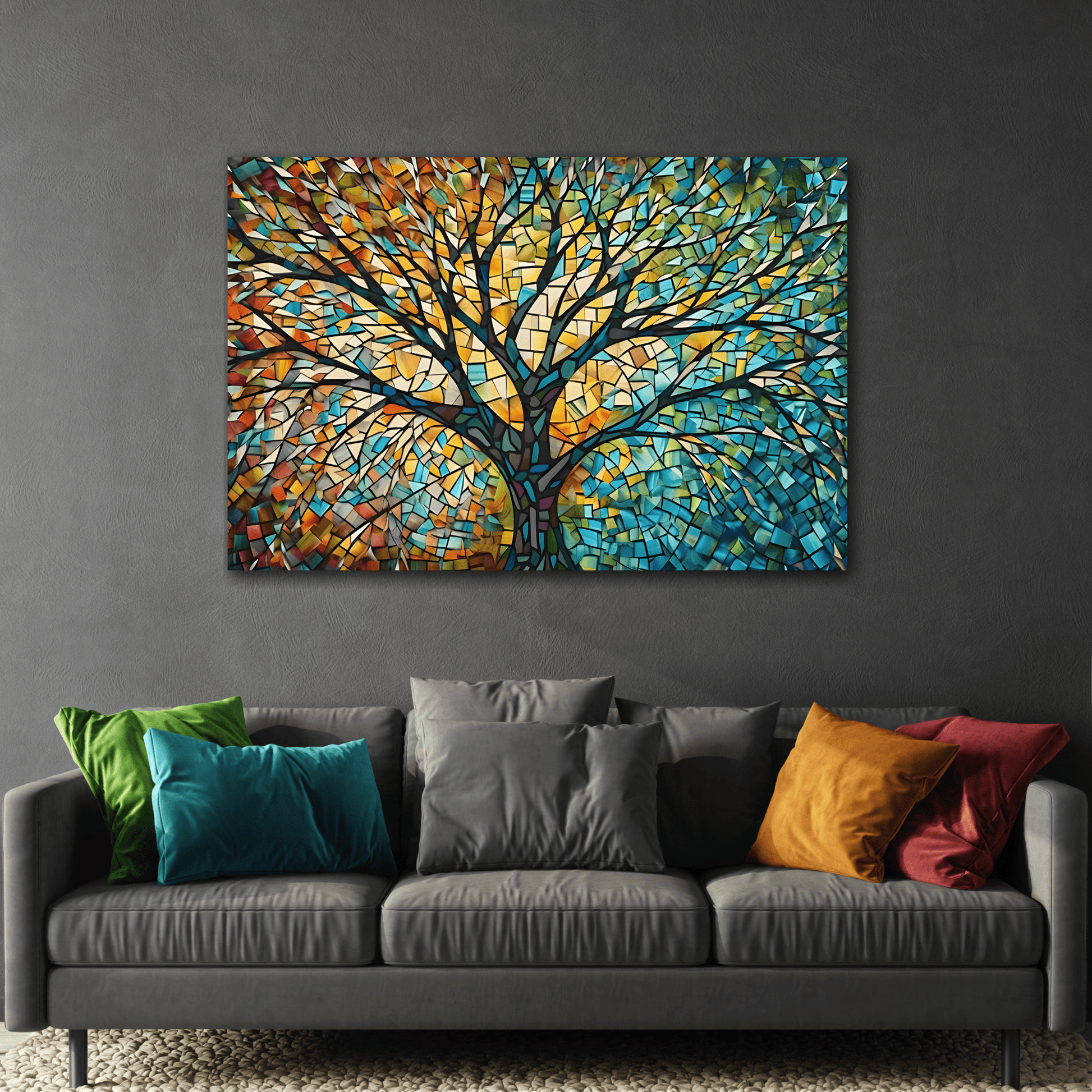 Colorful Tree of Life Mosaic Canvas Print, Nature - Inspired Abstract Wall Art - YesArtYes