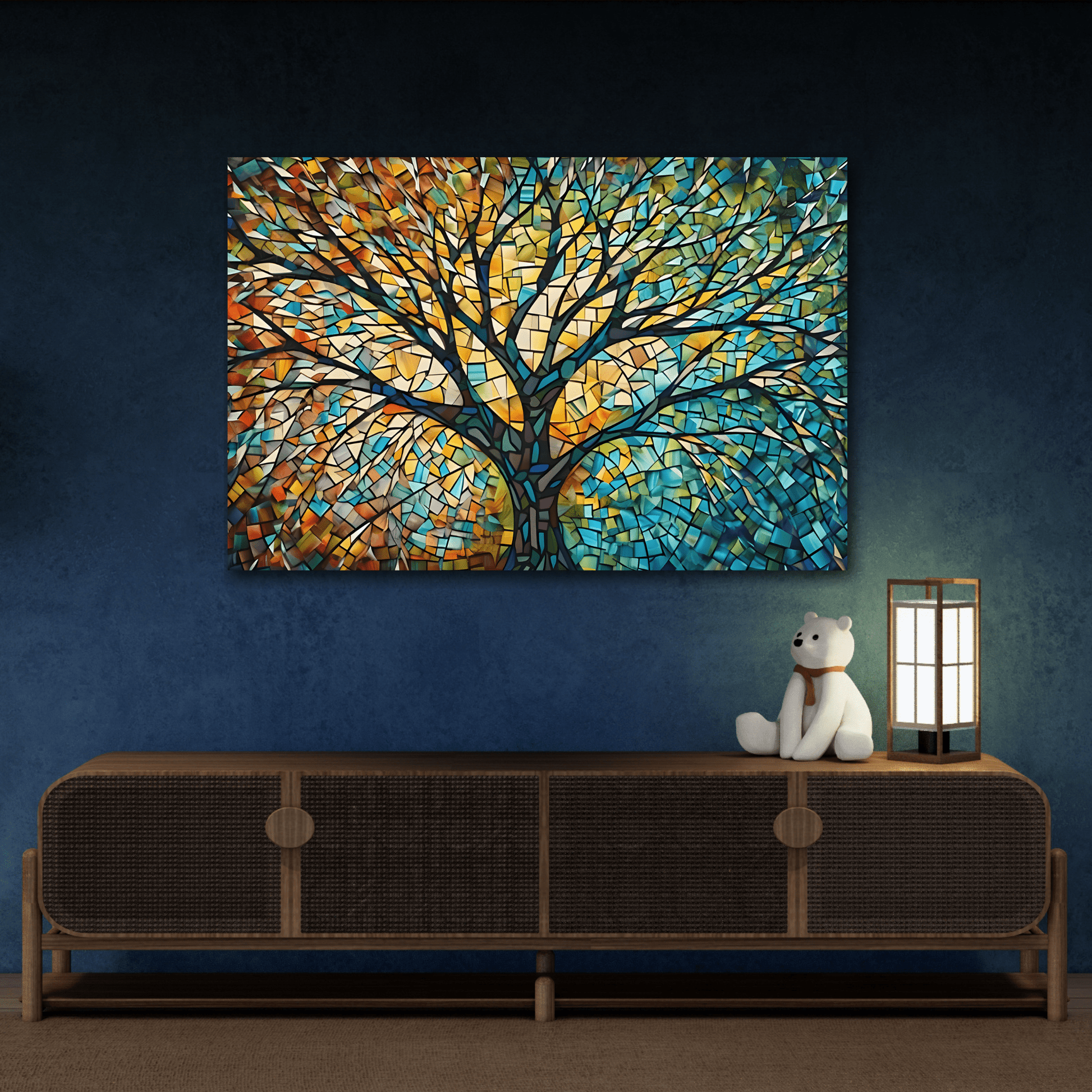 Colorful Tree of Life Mosaic Canvas Print, Nature - Inspired Abstract Wall Art - YesArtYes