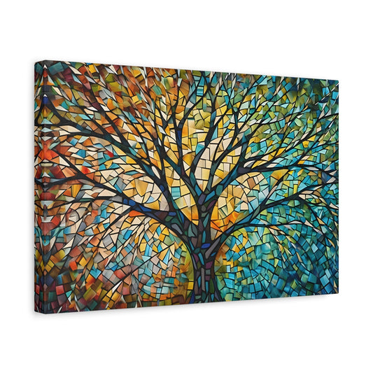 Colorful Tree of Life Mosaic Canvas Print, Nature - Inspired Abstract Wall Art - YesArtYes
