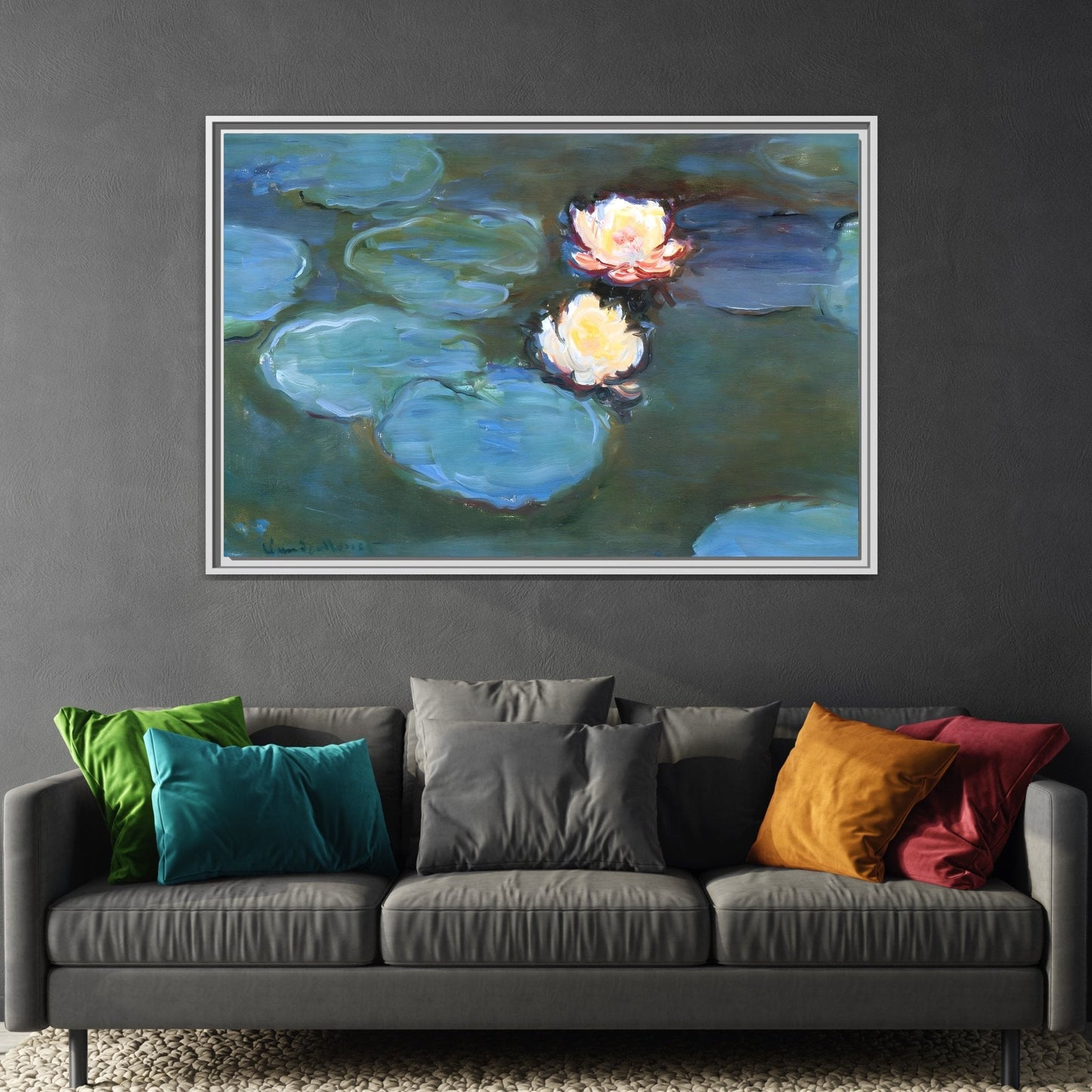 Colorful Water Lilies Monet Canvas Print - Flowers Wall Art