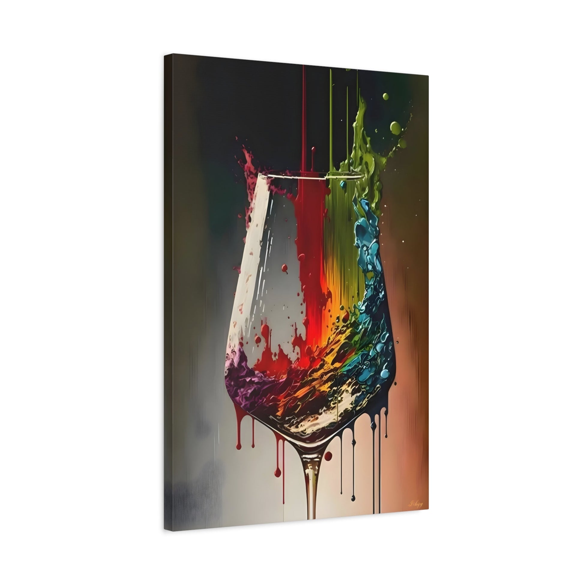 Colorful Wine Glass Art Canvas Print - Abstract Kitchen Bar Decor - YesArtYes