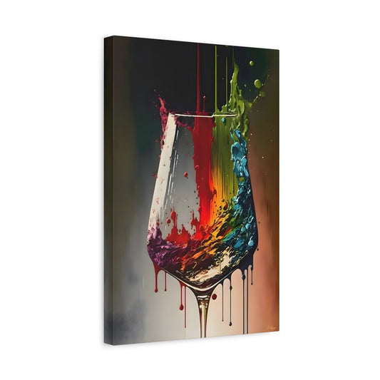 Colorful Wine Glass Art Canvas Print - Abstract Kitchen Bar Decor - YesArtYes