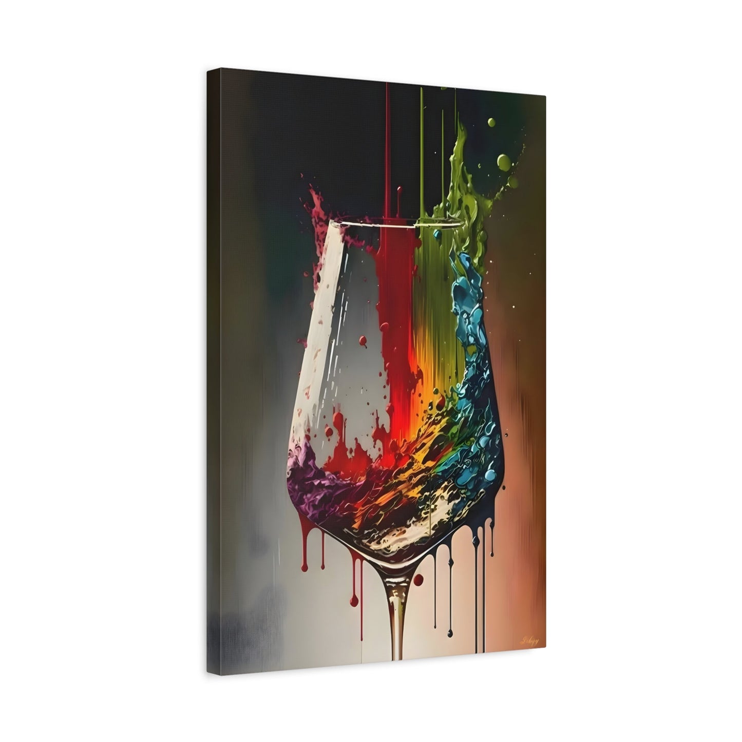 Colorful Wine Glass Art Canvas Print - Abstract Kitchen Bar Decor - YesArtYes