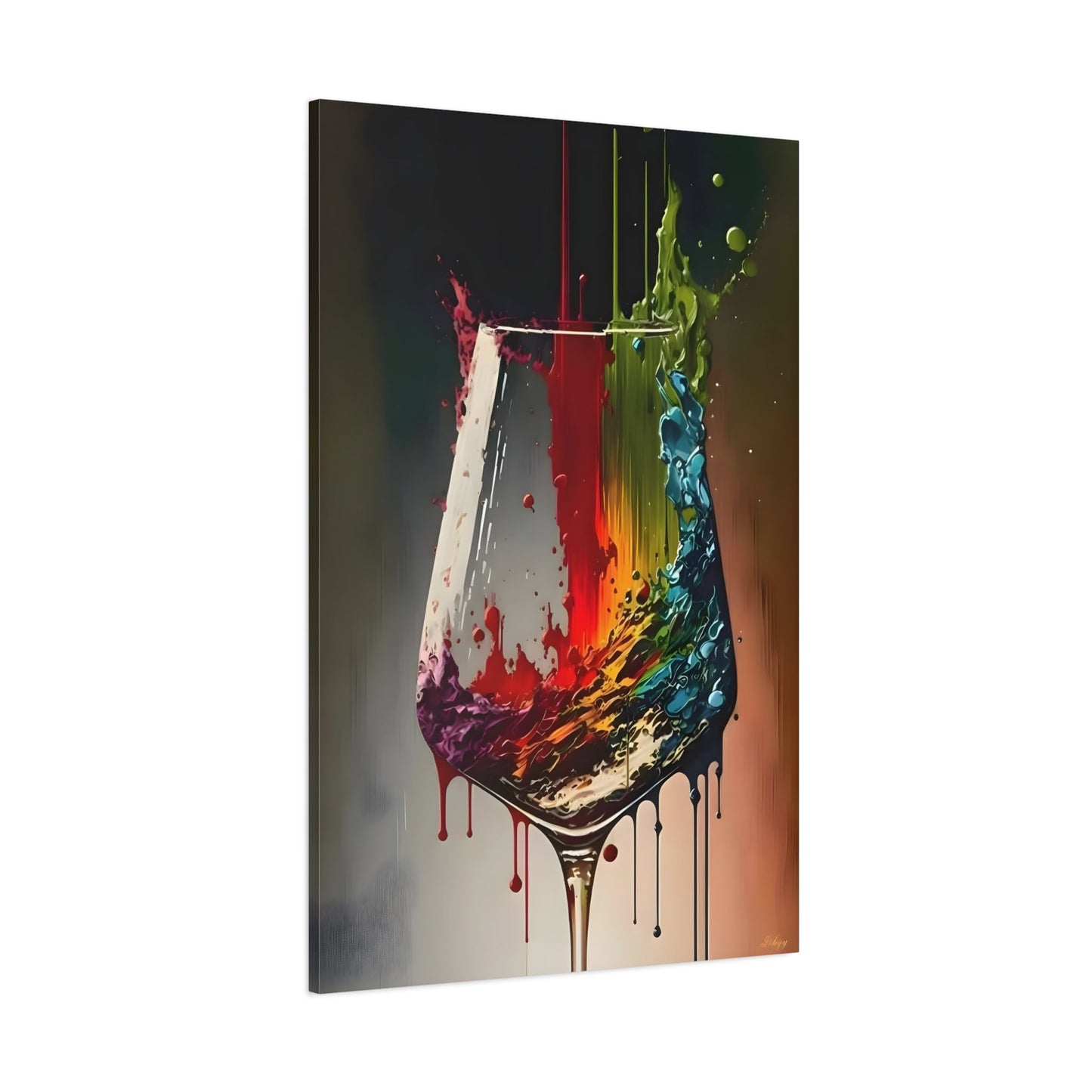 Colorful Wine Glass Art Canvas Print - Abstract Kitchen Bar Decor - YesArtYes