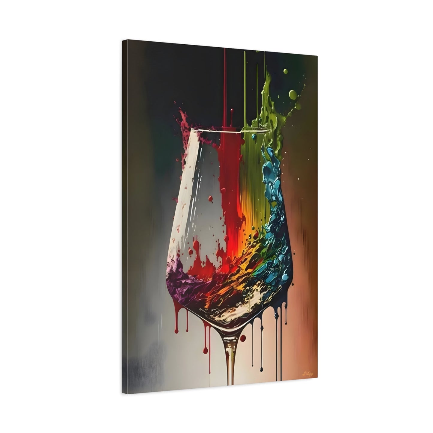 Colorful Wine Glass Art Canvas Print - Abstract Kitchen Bar Decor - YesArtYes
