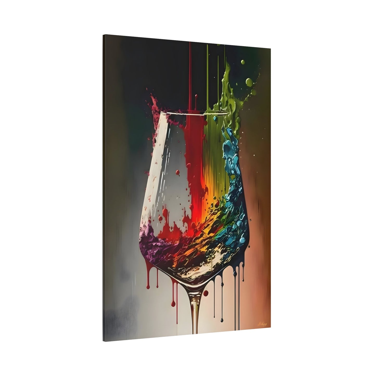 Colorful Wine Glass Art Canvas Print - Abstract Kitchen Bar Decor - YesArtYes