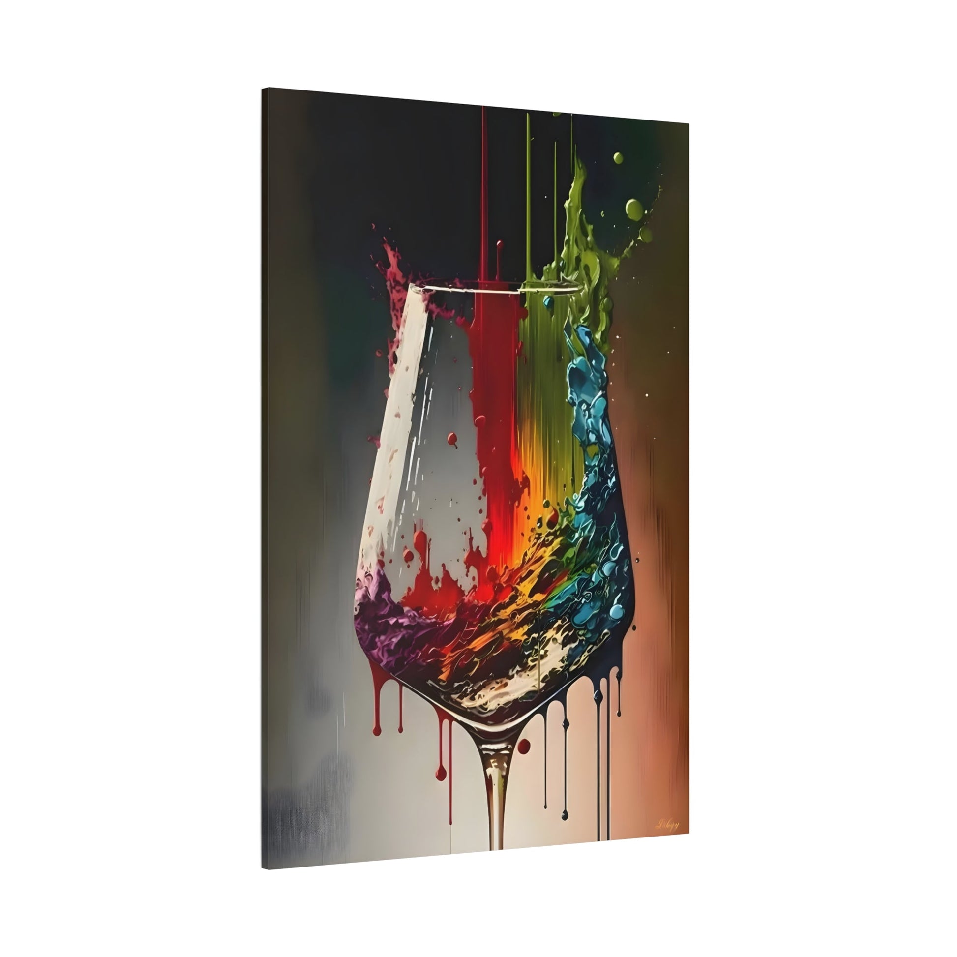 Colorful Wine Glass Art Canvas Print - Abstract Kitchen Bar Decor - YesArtYes
