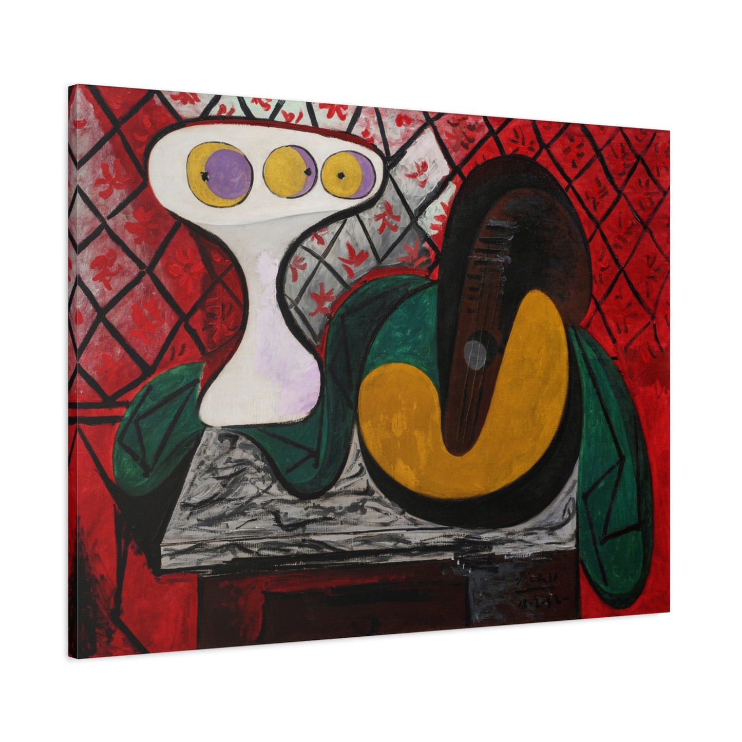 Compotier et Guitare Picasso Canvas Wall Art Print - YesArtYes