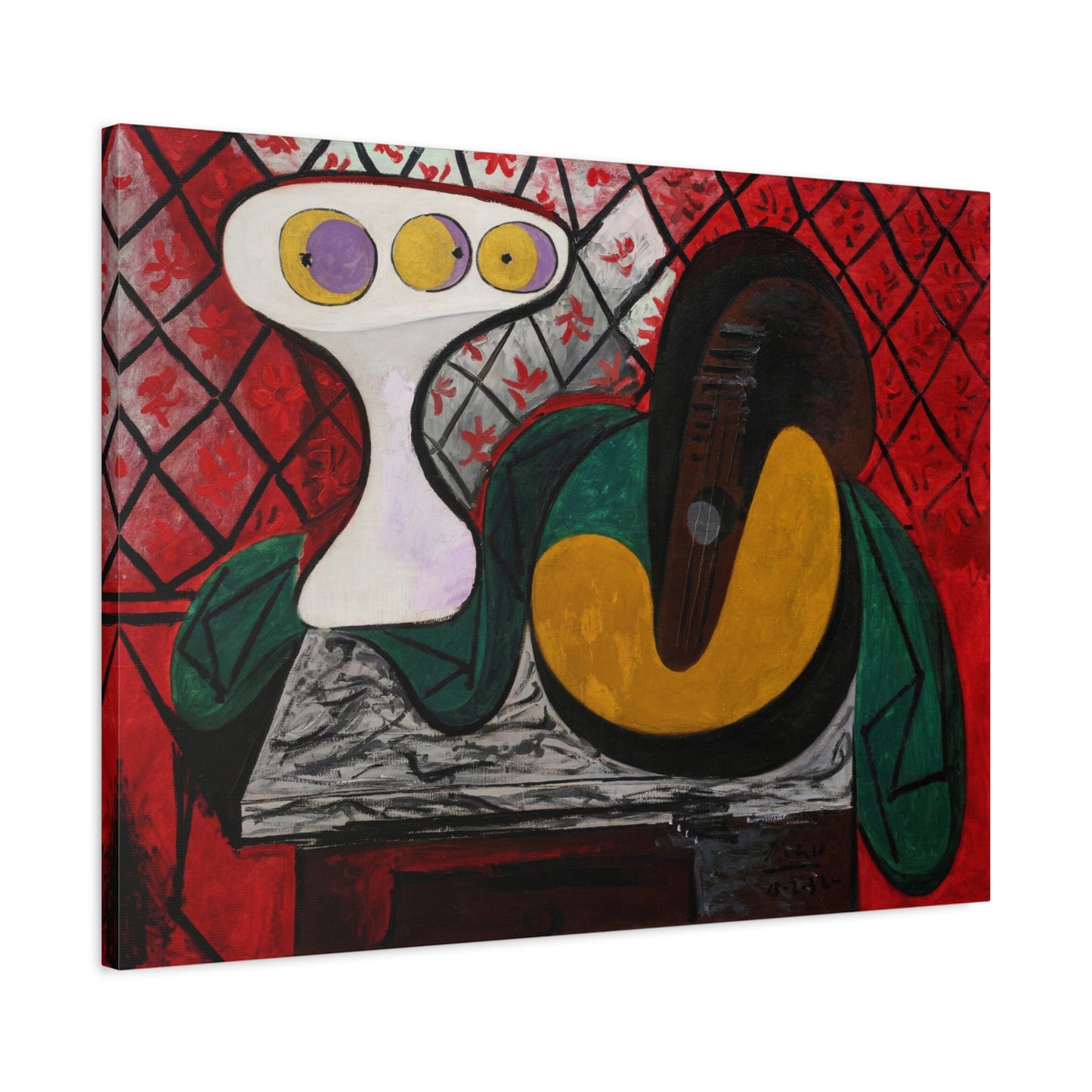 Compotier et Guitare Picasso Canvas Wall Art Print - YesArtYes