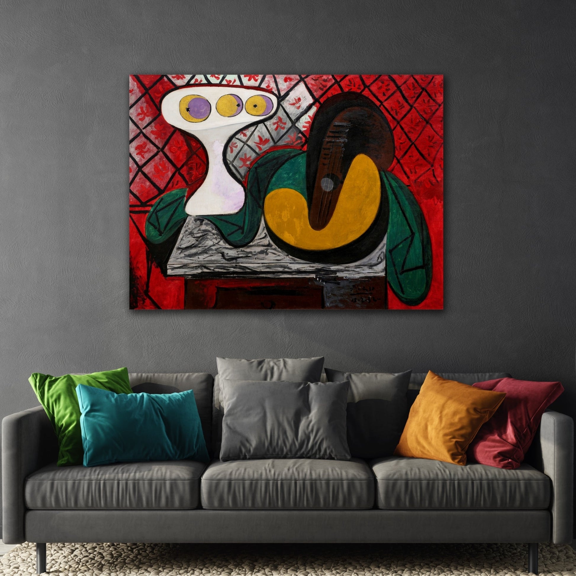 Compotier et Guitare Picasso Canvas Wall Art Print - YesArtYes