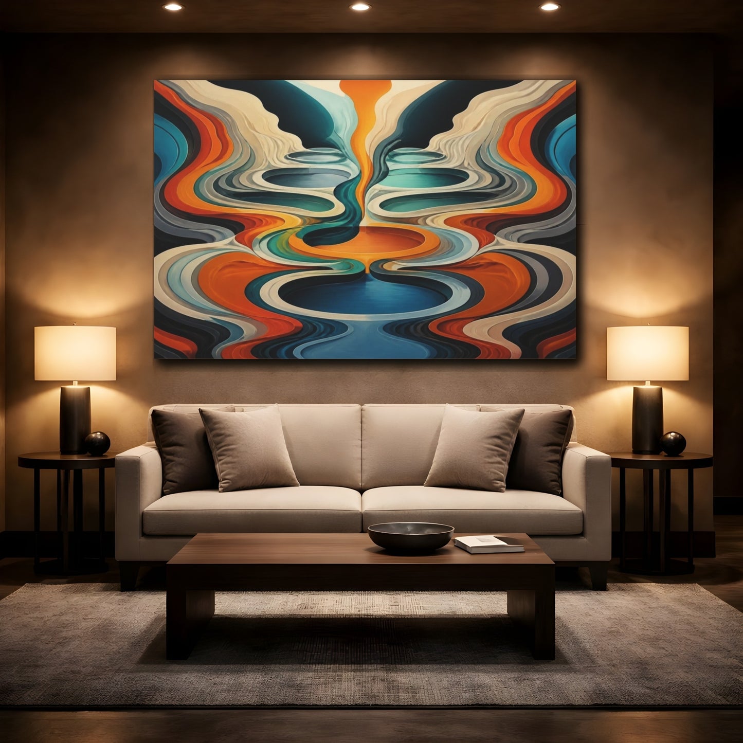 Mockup 2. Concentric Illusion Pools shown as canvas print