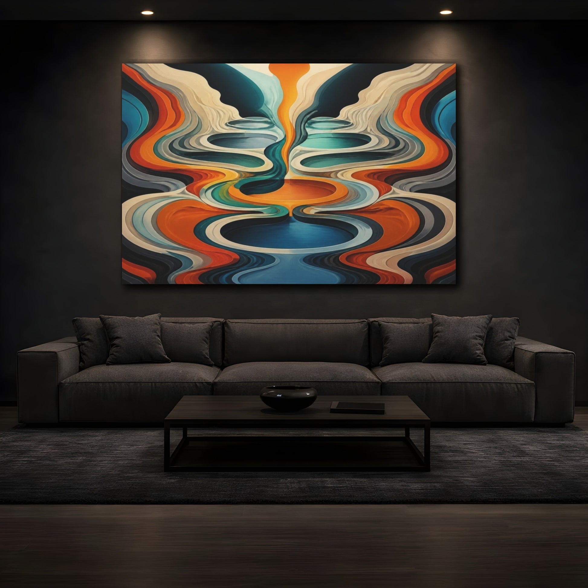 Mockup 3. Concentric Illusion Pools shown as canvas print