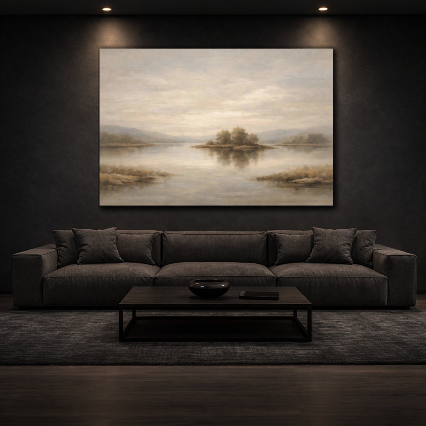 Mockup 2. Concrete Texture Thin Sculpted Line Surface shown as stretched canvas wall art