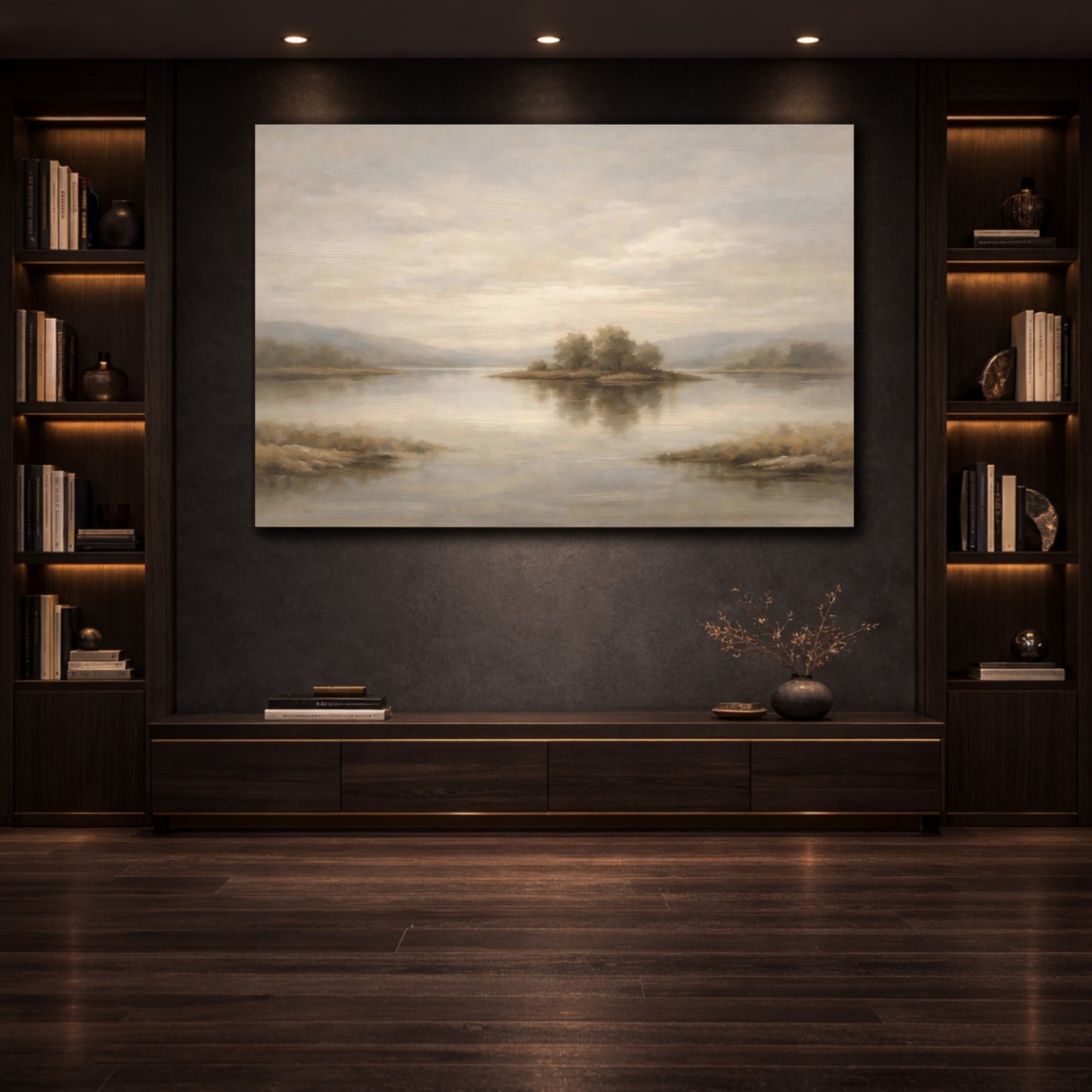 Mockup 3. Concrete Texture Thin Sculpted Line Surface shown as stretched canvas wall art