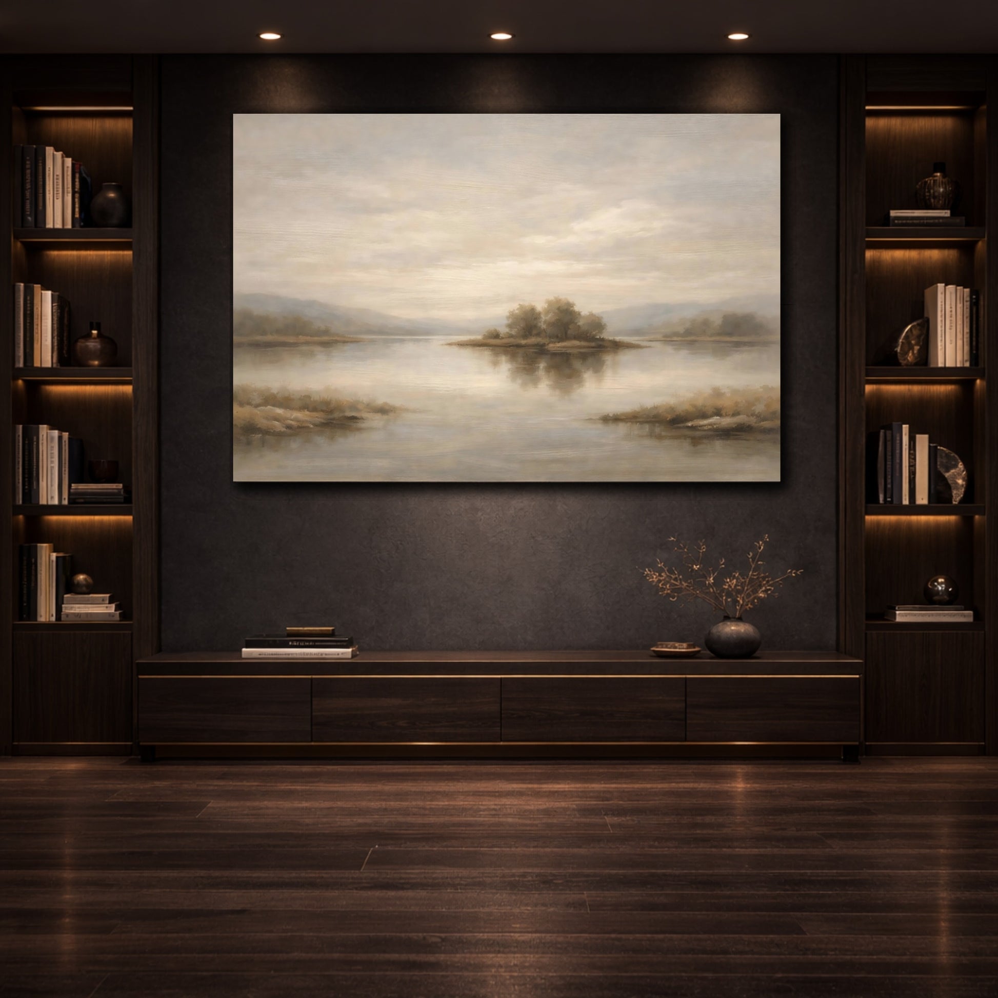 Mockup 3. Concrete Texture Thin Sculpted Line Surface shown as stretched canvas wall art