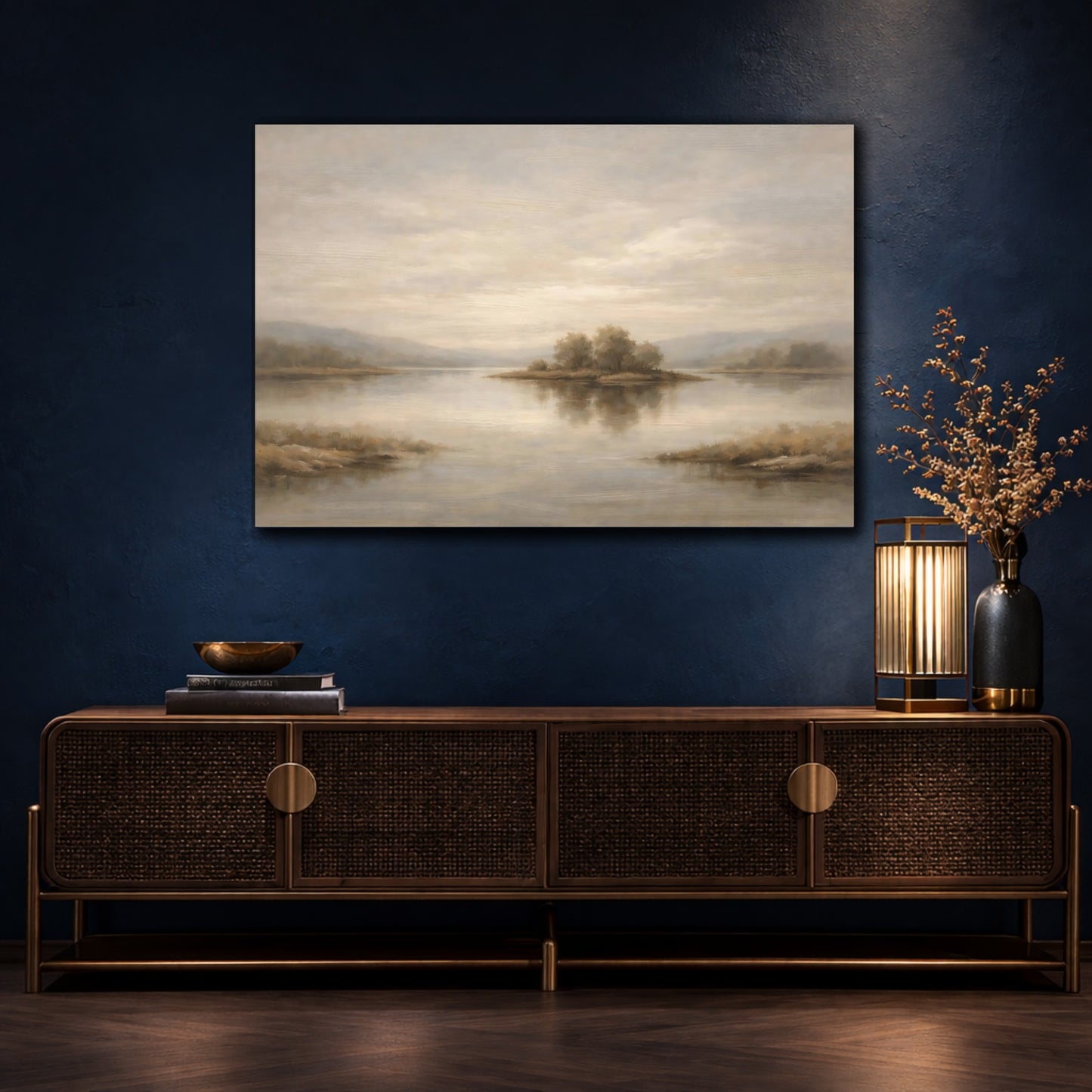 Mockup 4. Concrete Texture Thin Sculpted Line Surface shown as stretched canvas wall art