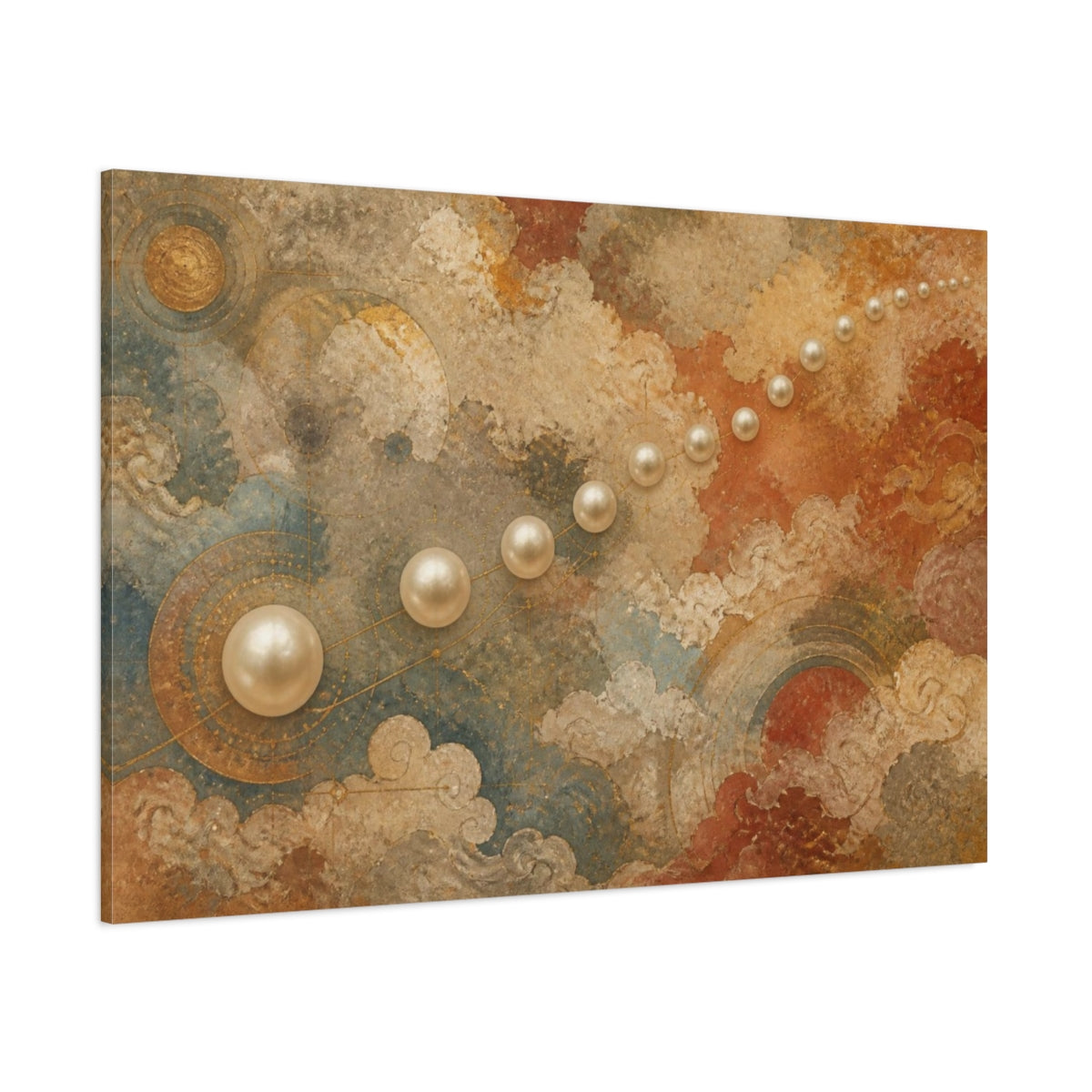 Side Mockup 1. Constellation Of Pearls shown as canvas print