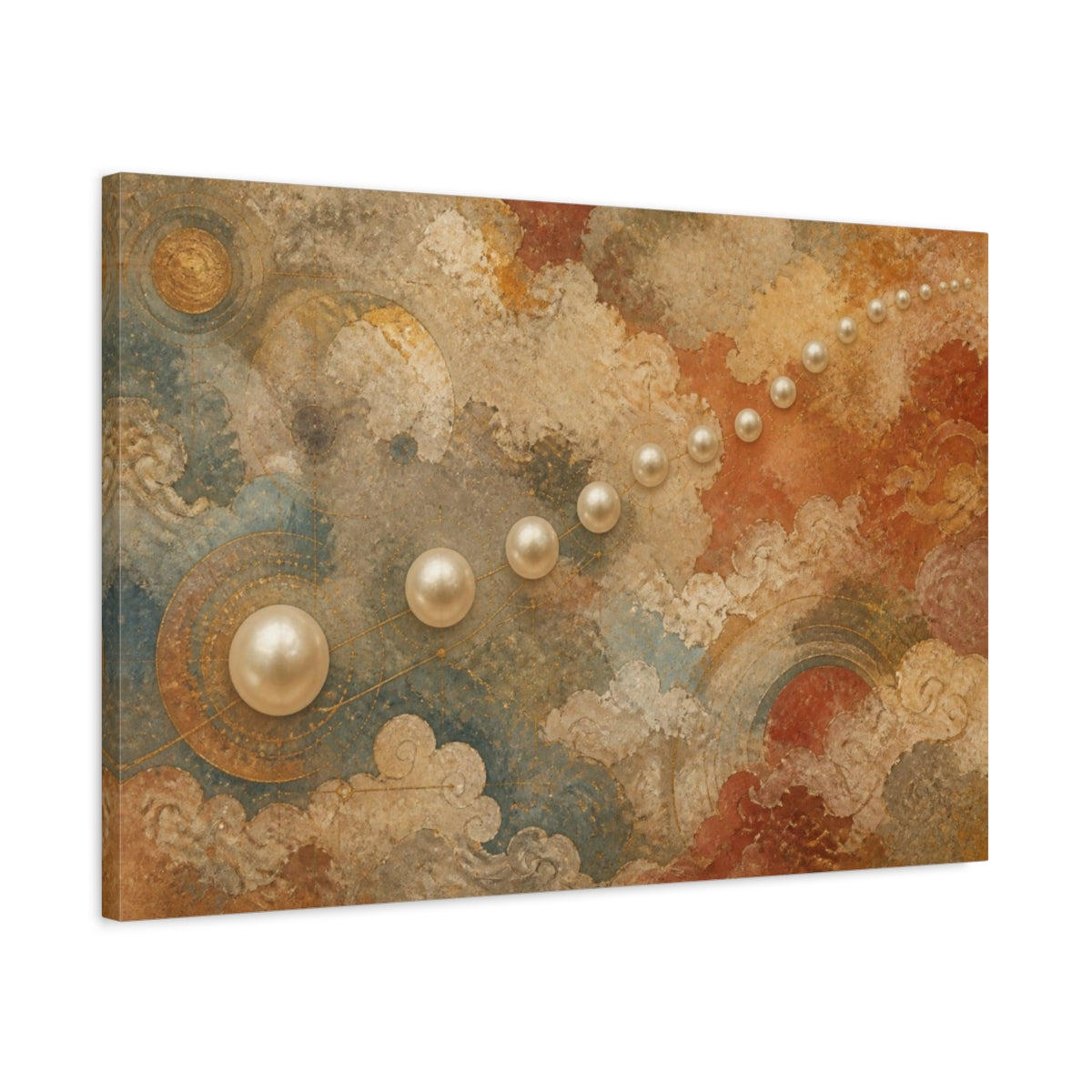 Side Mockup 2. Constellation Of Pearls shown as canvas print