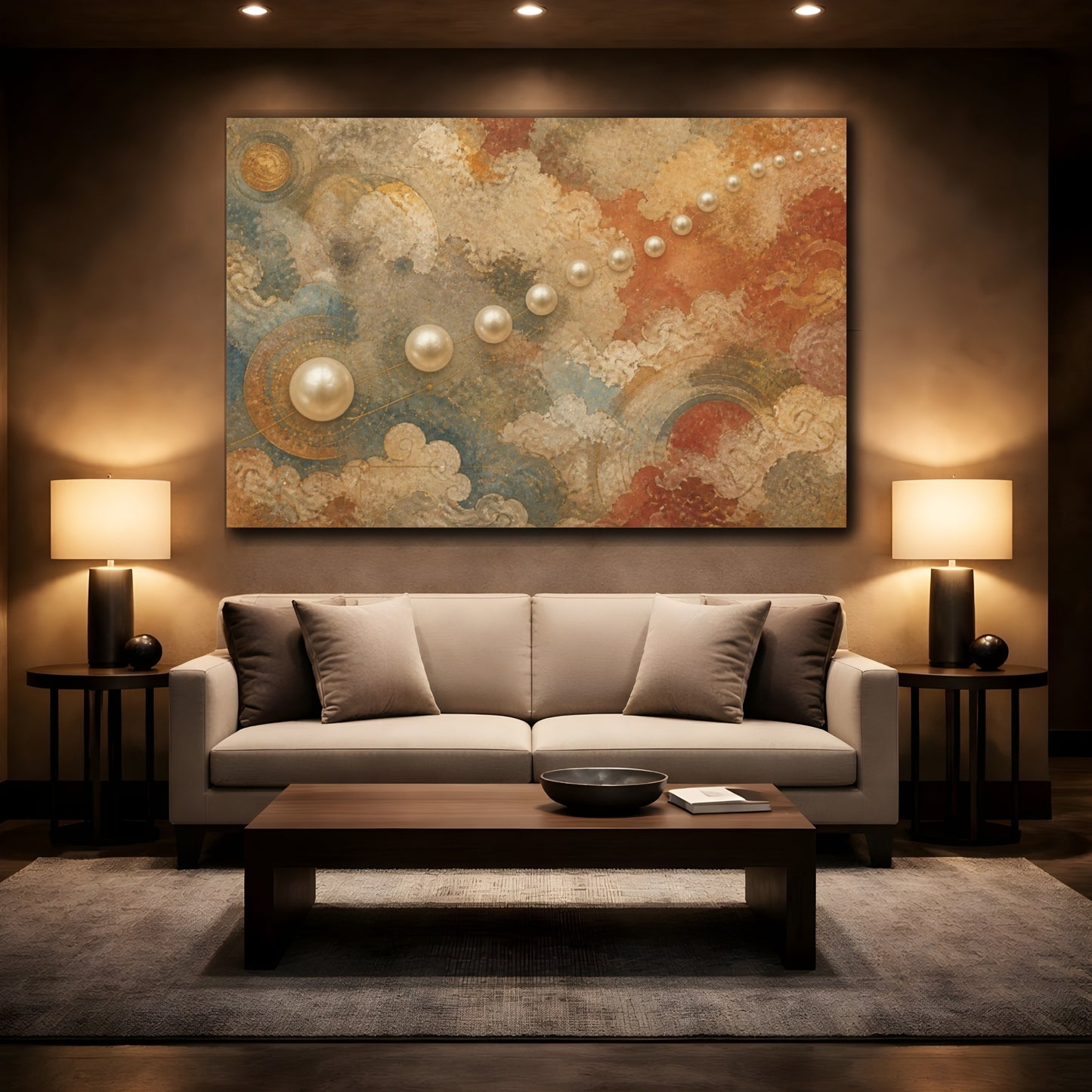 Mockup 2. Constellation Of Pearls shown as canvas print