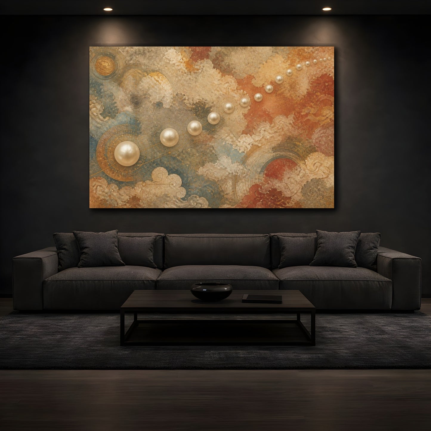 Mockup 3. Constellation Of Pearls shown as canvas print