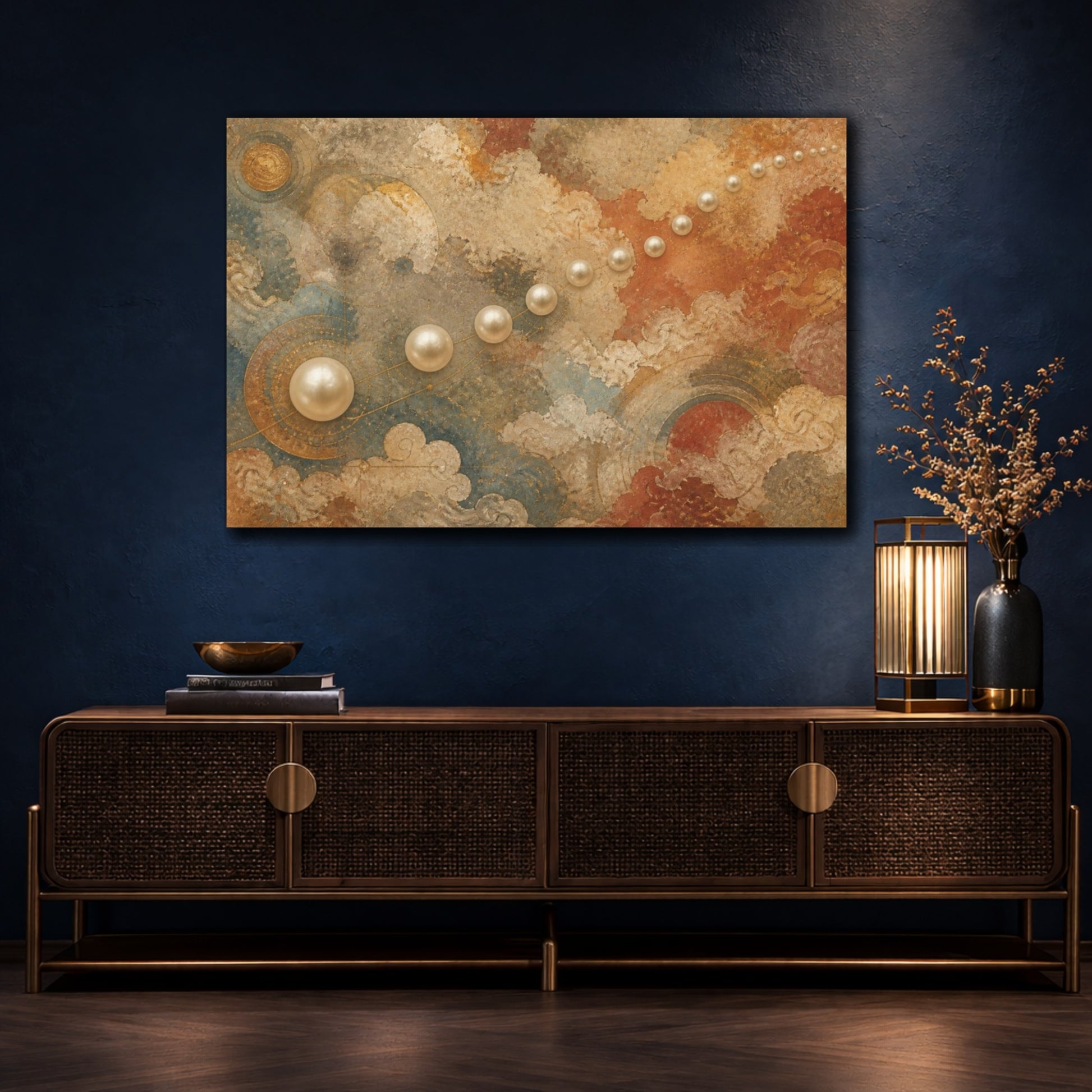 Mockup 4. Constellation Of Pearls shown as canvas print