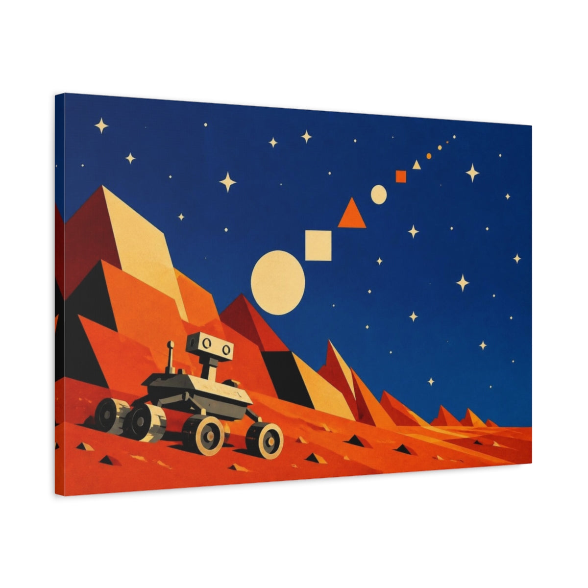 Side Mockup 2. Constructivist Rover Adventure shown as canvas print