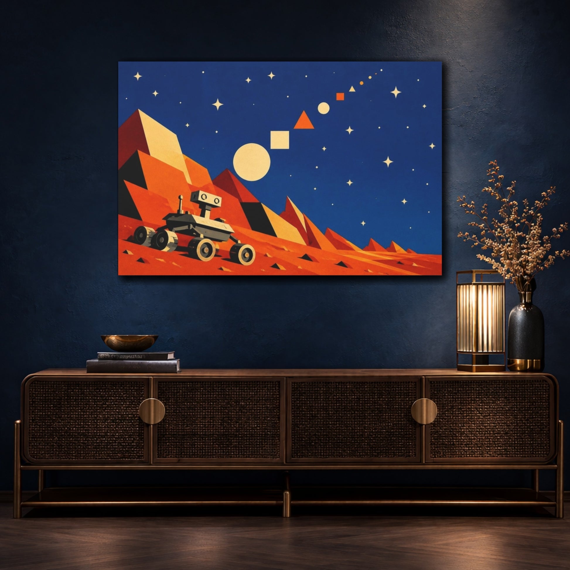 Mockup 4. Constructivist Rover Adventure shown as canvas print