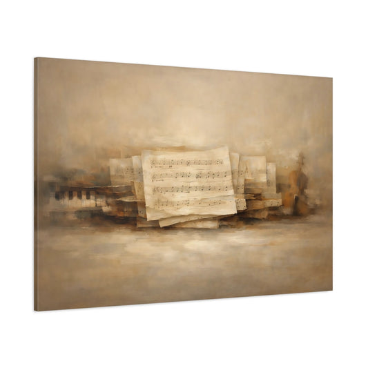 Main Mockup. Contemporary Abstract Music Sheet Texture Minimal shown as stretched canvas wall art