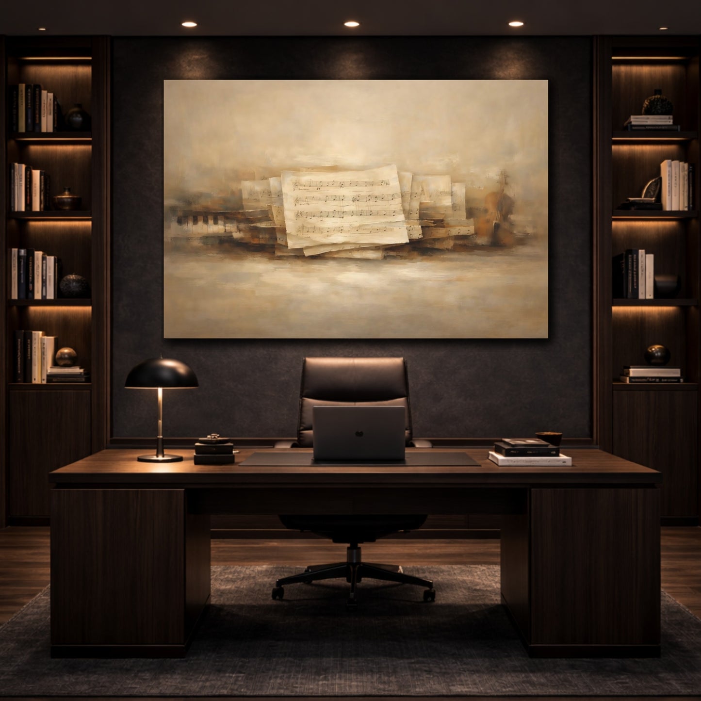Mockup 4. Contemporary Abstract Music Sheet Texture Minimal shown as stretched canvas wall art