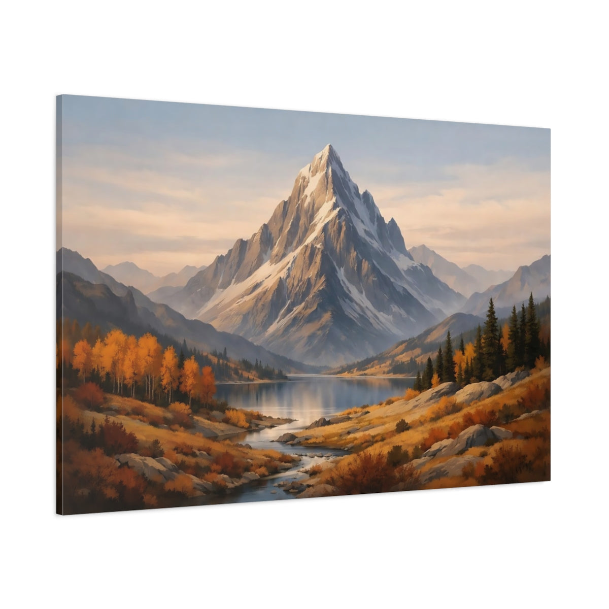 Contemporary Autumn Mountains shown as stretched canvas wall art