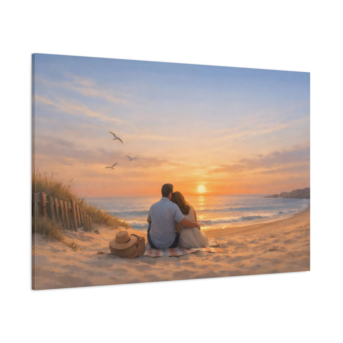 Contemporary Beach Sunset shown as stretched canvas wall art