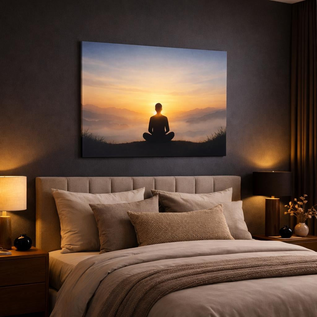 Contemporary Create Your Future shown as canvas wall art in a luxury bedroom