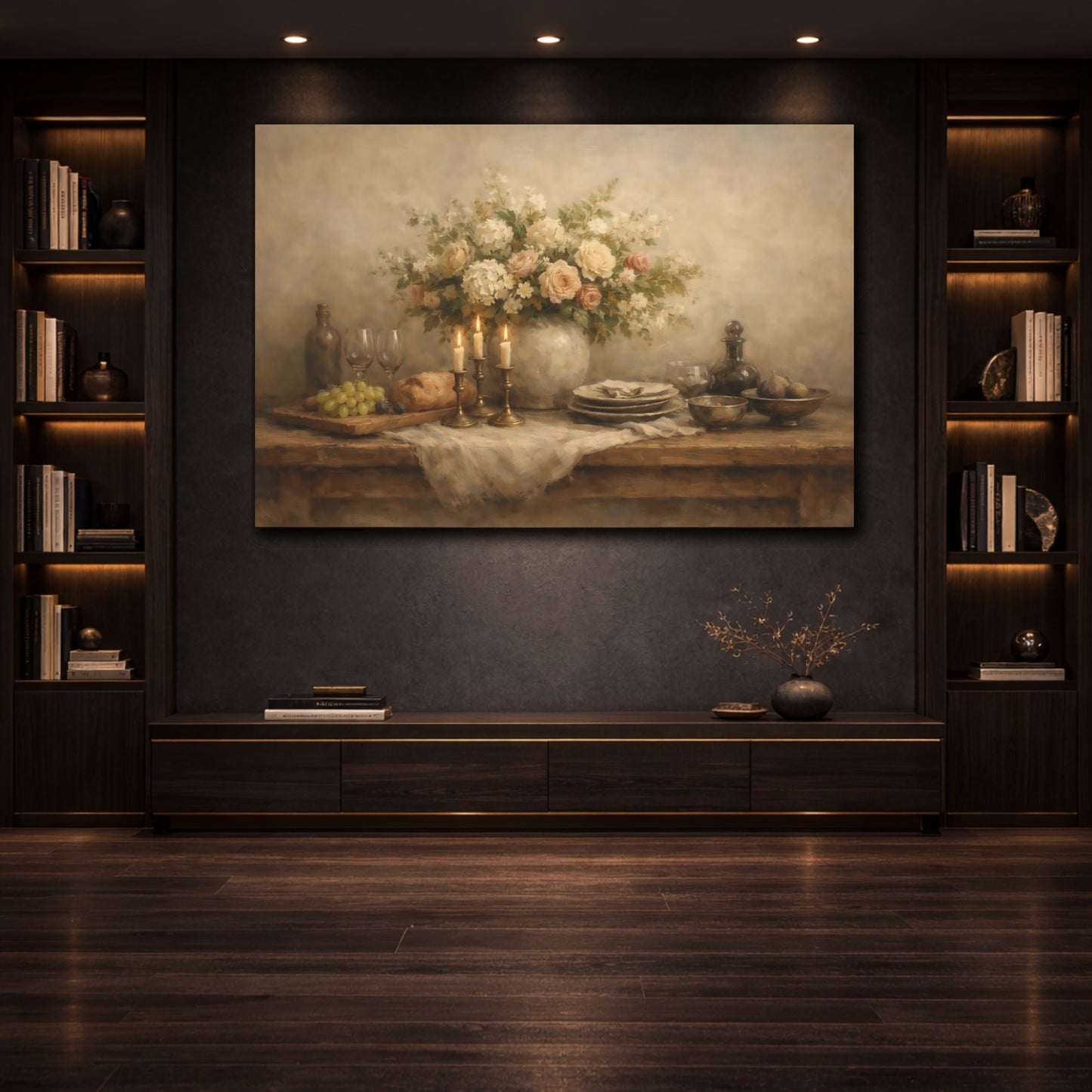 Mockup 3. Contemporary Dining Table Wide Composition shown as stretched canvas wall art