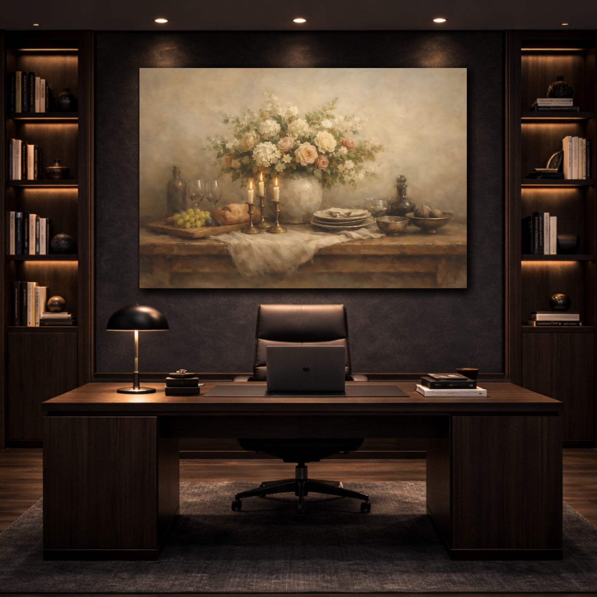 Mockup 4. Contemporary Dining Table Wide Composition shown as stretched canvas wall art