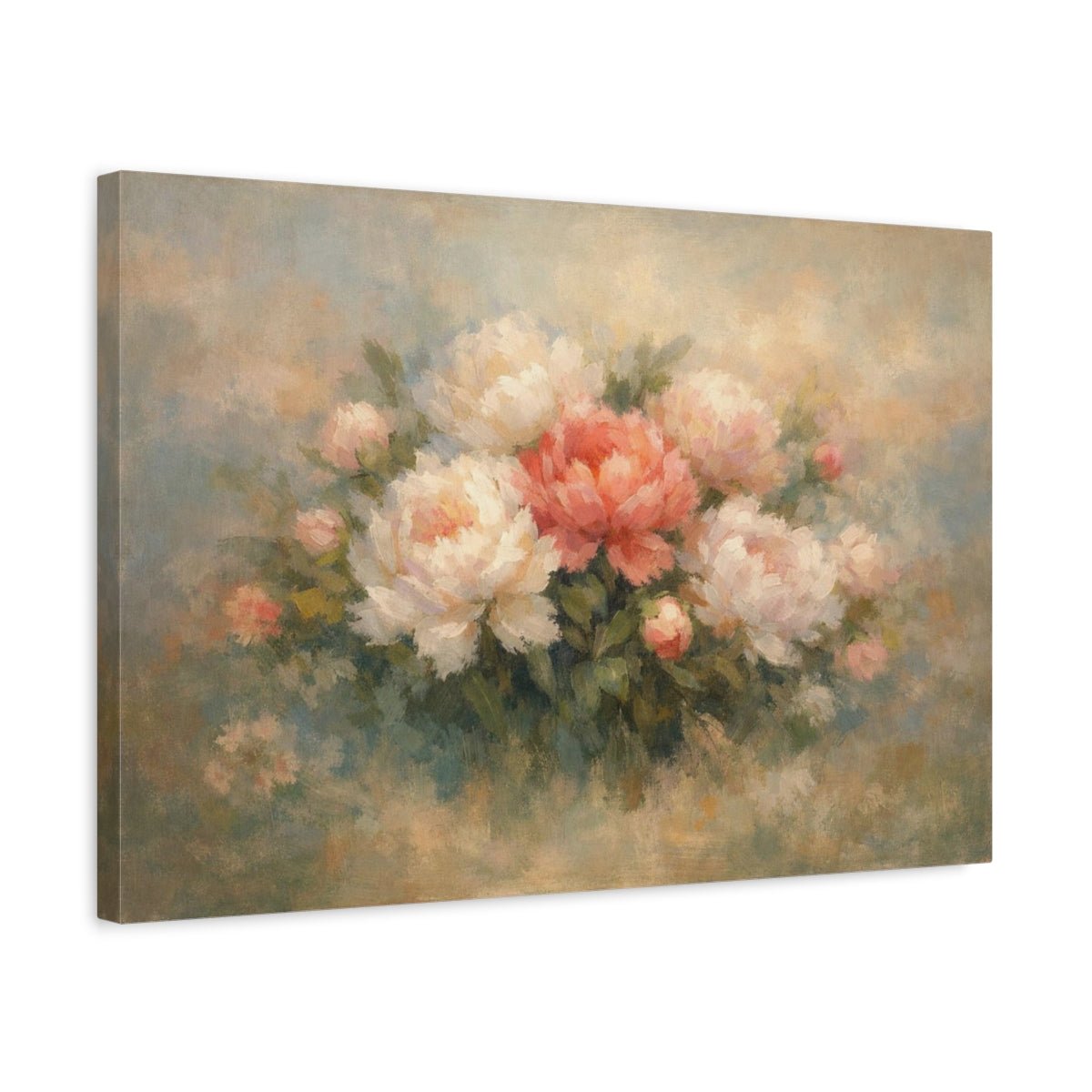 Contemporary Flowers Peonies Floral - Canvas Wall Art Print - YesArtYes