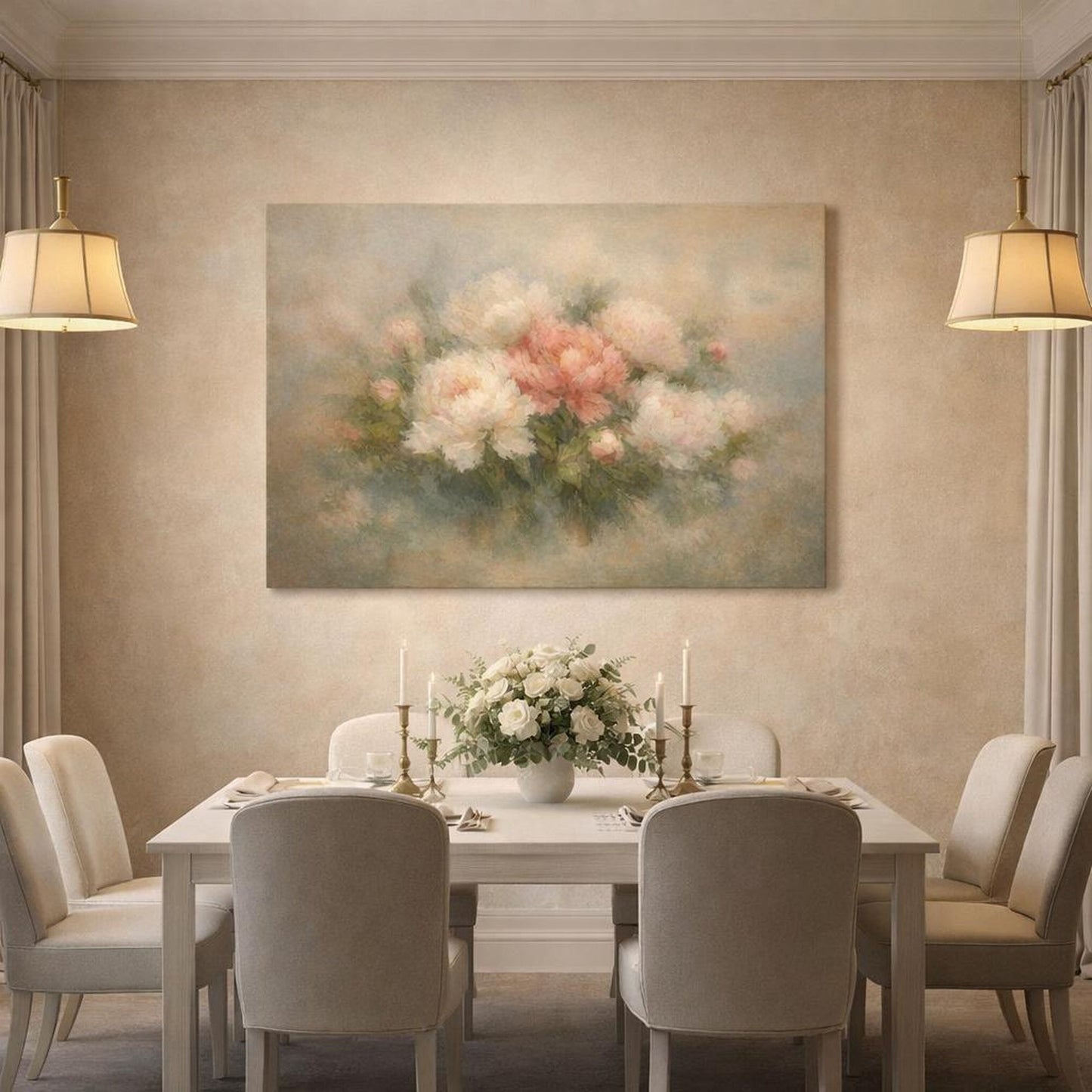 Contemporary Flowers Peonies Floral - Canvas Wall Art Print - YesArtYes