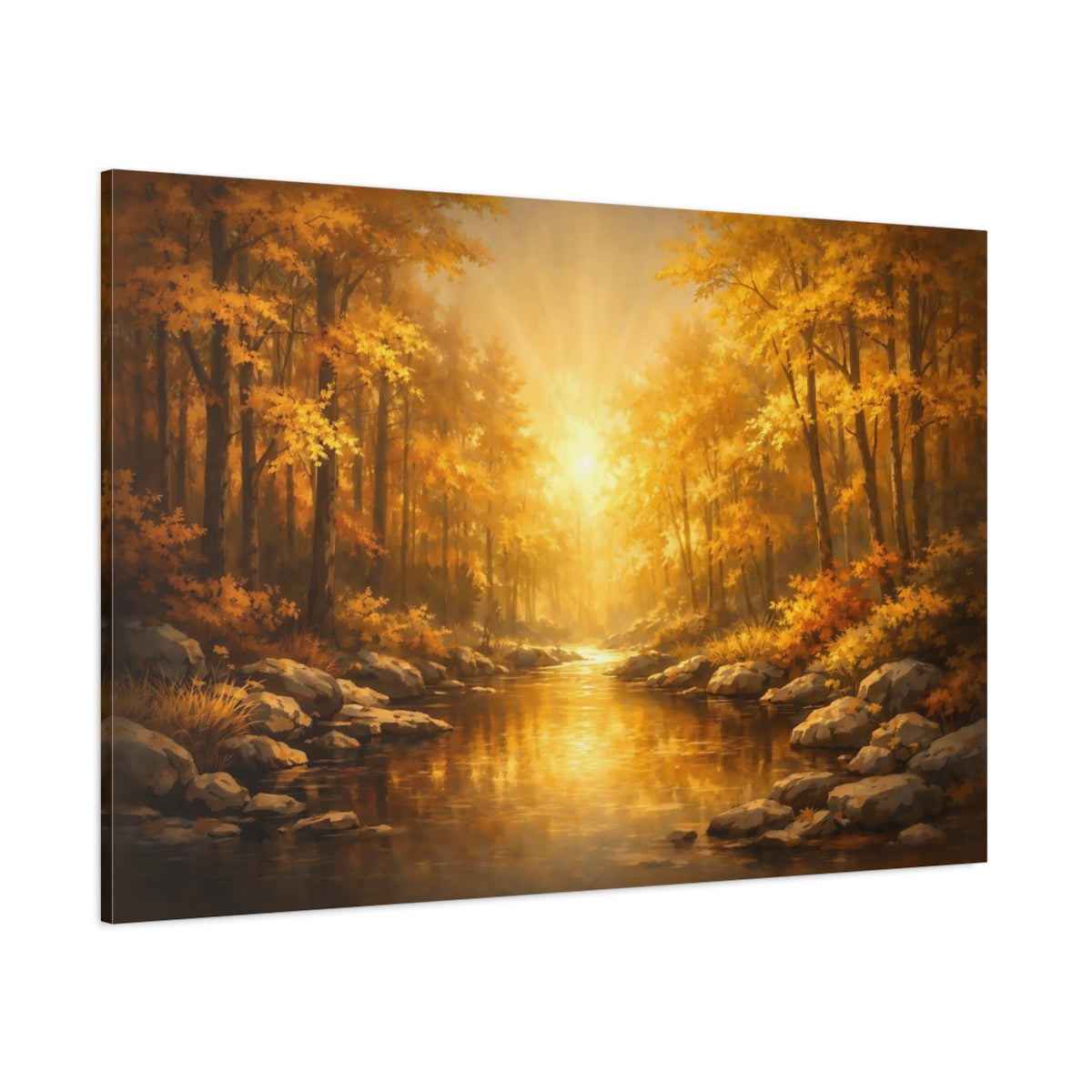Contemporary Golden Forest shown as stretched canvas wall art