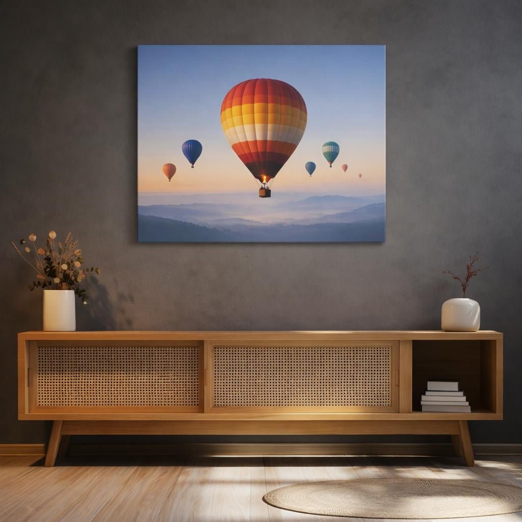 Contemporary Hot Air Balloon Nature - Canvas Wall Art Print - YesArtYes