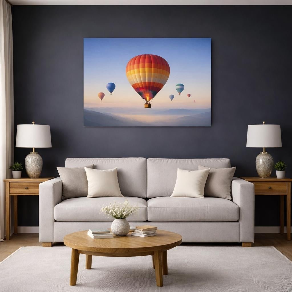 Contemporary Hot Air Balloon Nature - Canvas Wall Art Print - YesArtYes