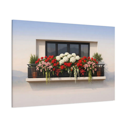 Contemporary Italian Flower Balcony shown as stretched canvas wall art