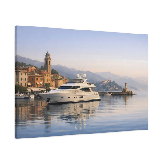 Contemporary Italian Harbor View shown as stretched canvas wall art
