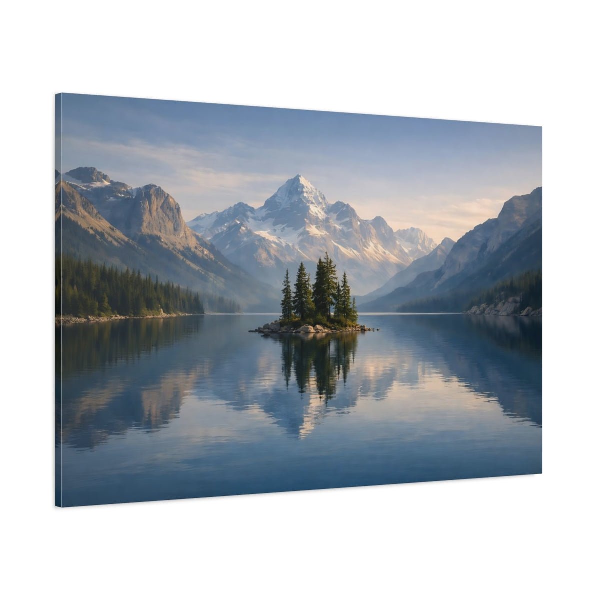 Contemporary Lake Mountains Nature - Canvas Wall Art Print - YesArtYes